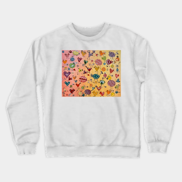 Crazy Birds Crewneck Sweatshirt by MagaliModoux